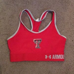 Red texas tech cheer sports bra